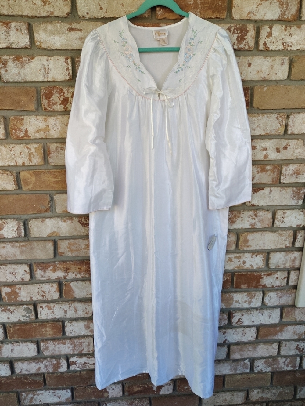 Ilise Stevens NWT Vintage Brushed Back Satin Maxi Nightgown Dress Sz L Victorian